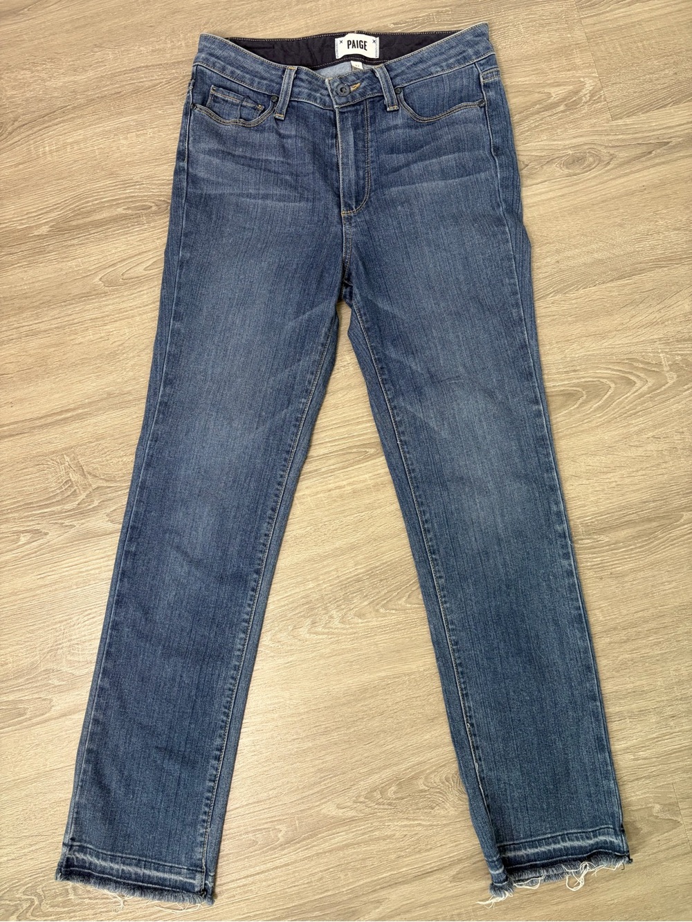 PAIGE Indigo Straight Leg Jeans with Subtle Fading